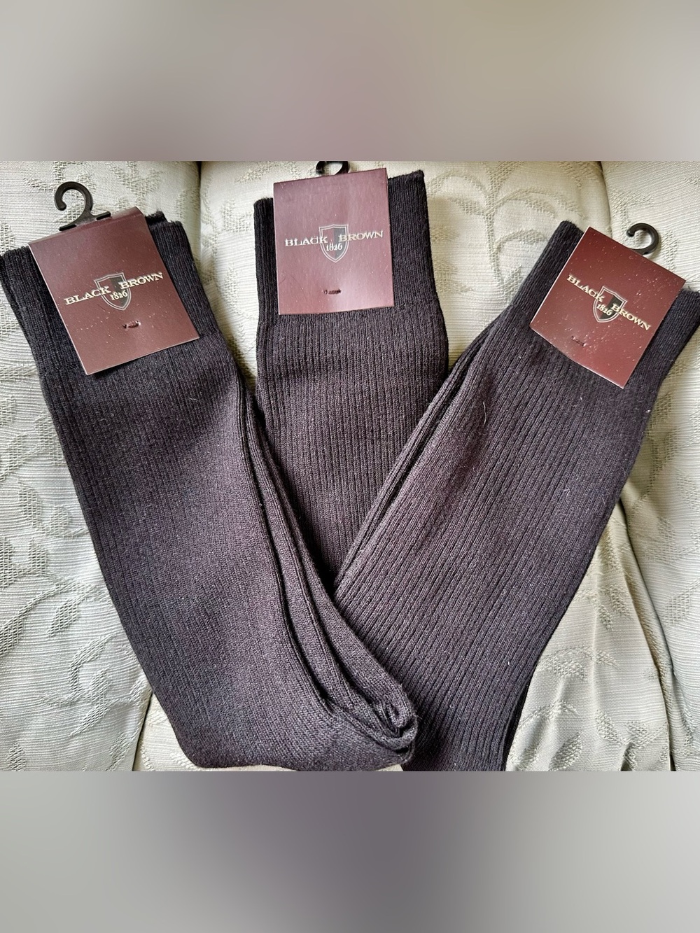 Mens Brand New Black Brown 1826 Dress Socks